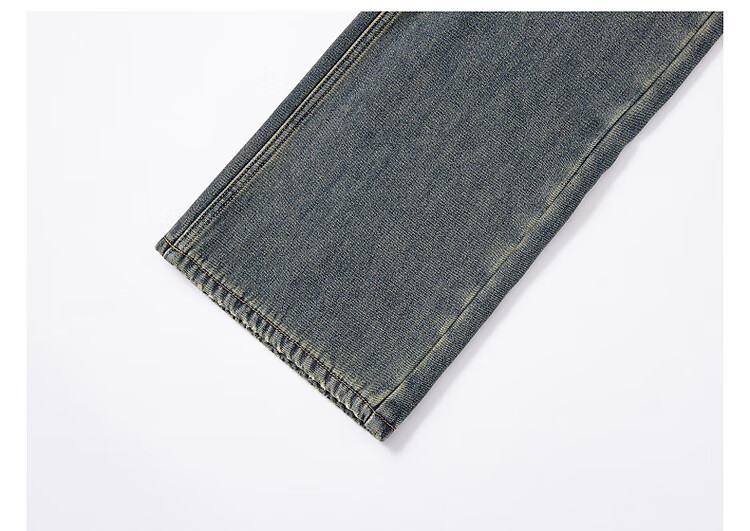 Dme Winter Simple Style Cloud Cotton Vintage Faded White Thread Cat Whisker Pattern Slimming Jeans for Women, Dark Denim Blue, S 13