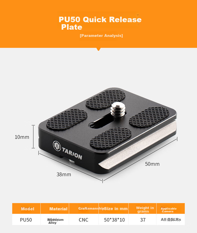 TARION Tulinglong Quick Release Plate, Tripod Base Clamp, Quick Release Plate for DSLR Camera And Smartphone, PU50 2