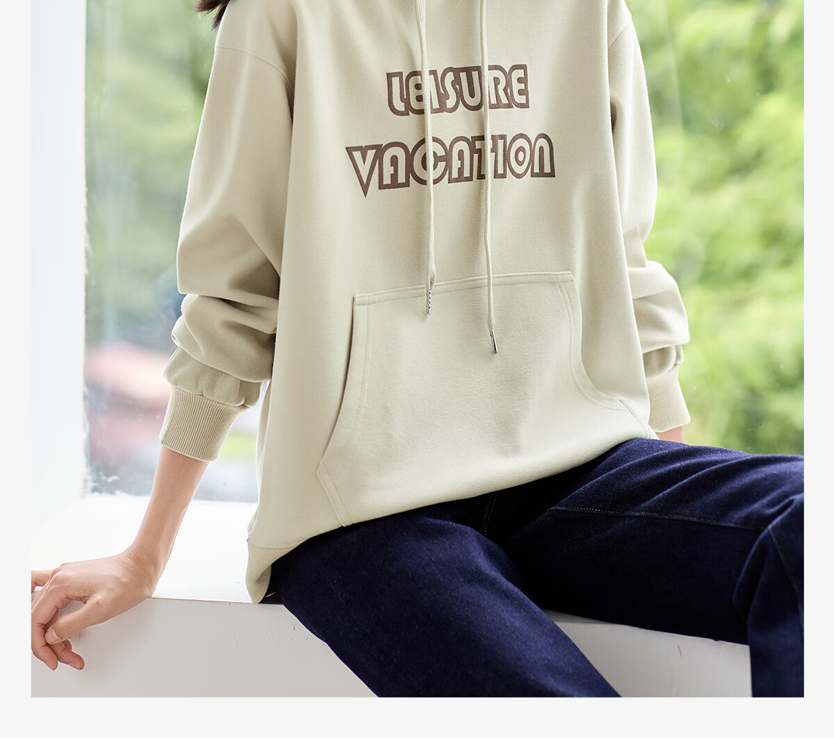 Chushen Spring And Autumn Women's Hoodie, Wilderness Maillard Hooded Drawstring Letter Print Casual Long-Sleeve Top S143W1007 1