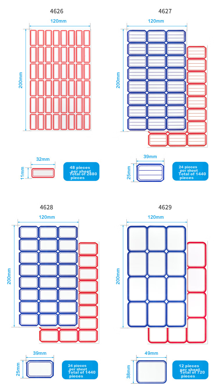 DSB (Dishibi) 720 Pieces, 49*38mm Label Paper Stickers, Self-Adhesive Notes, Easy-To Paper, Sticky Notes, Office Supplies, Markers, Memo Pads, 4629 Blue 5