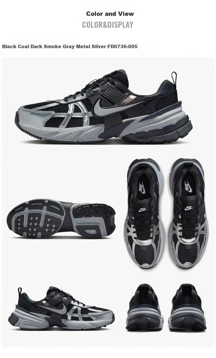NIKE Women's Retro Shock-Absorbing V2K RUN Sneakers FD0736-005 Black 36.5 3