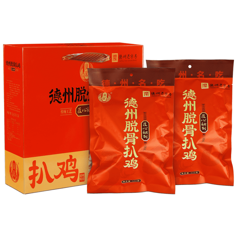 凤起德州脱骨扒鸡礼盒两只装500g*2只 德州五香扒鸡德州烧鸡年货礼盒