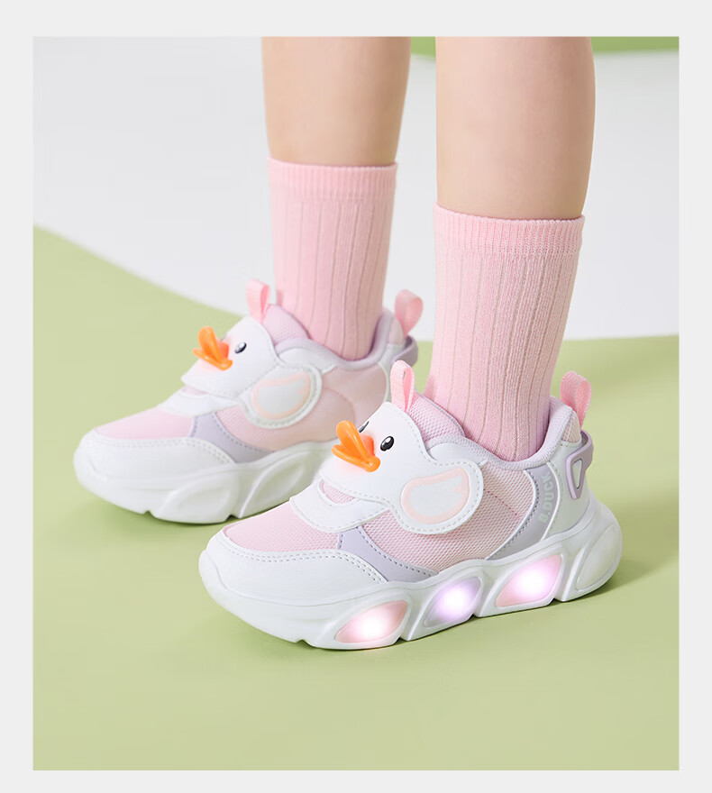 B.Duck Children's Walking Shoes, Girls' Light-Up Shoes, Boys' Glow-In Sneakers, Model 6868, Blue And White, Size 30 7
