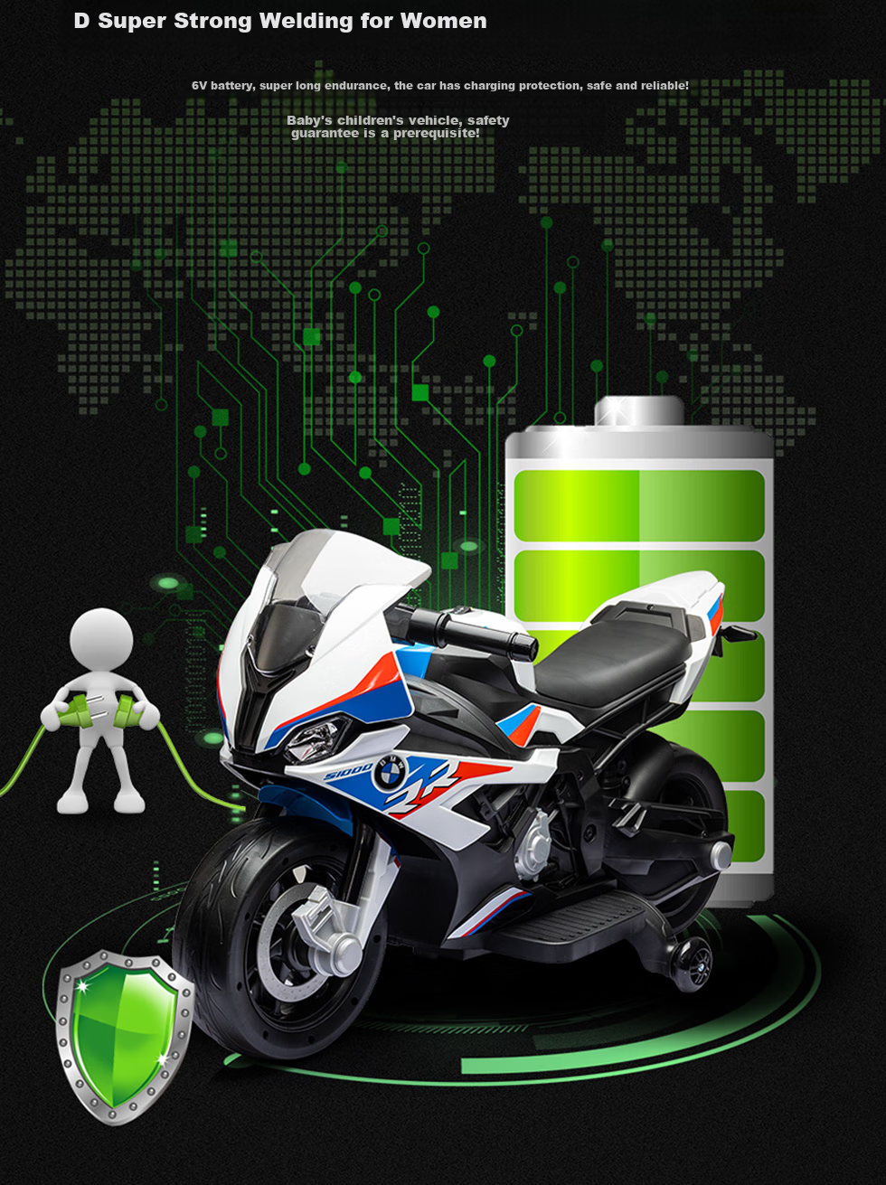 CHILOKBO Electric Baby Motorcycle Toy Car for Boys And Girls, Ride-On Toy Car Gift for Toddlers, Fashionable White BMW Style 11