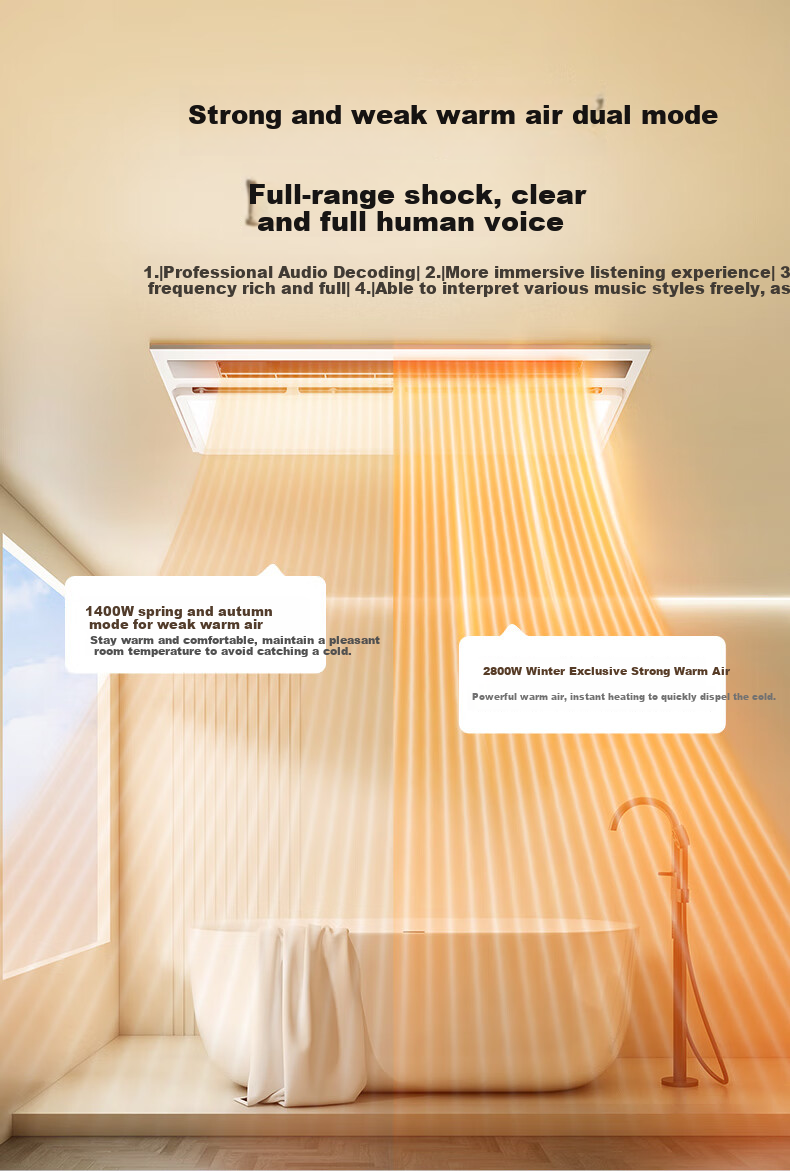 HEGII Smart Bathroom Heater HLY Series Integrated Lighting And Exhaust Fan Heater HLY301 5