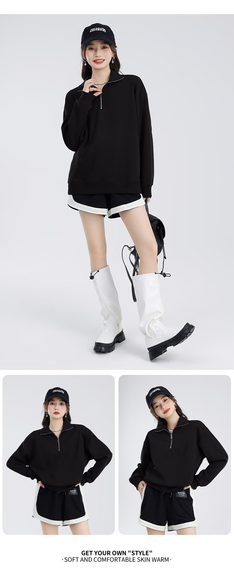 MJ STYLE Casual Lapel Sweatshirt for Women, New Spring And Autumn 2026 Style, Half-Zip Trendy Versatile Fashionable Preppy Jacket Top 6