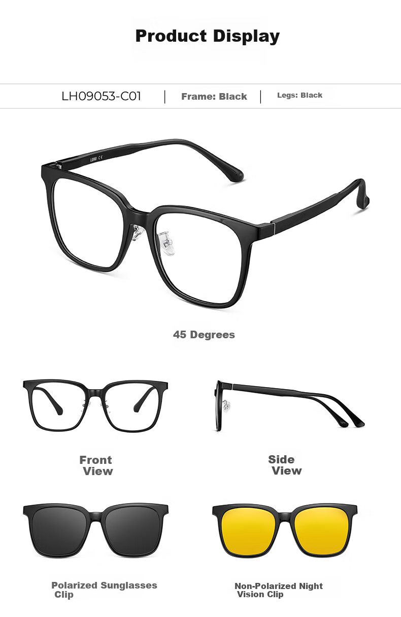 LOHO Magnetic Sunglasses with Anti-Blue Light Lenses for Nearsightedness, Night Vision, And Driving - Ultra-Light Three-In Glasses for Me 11
