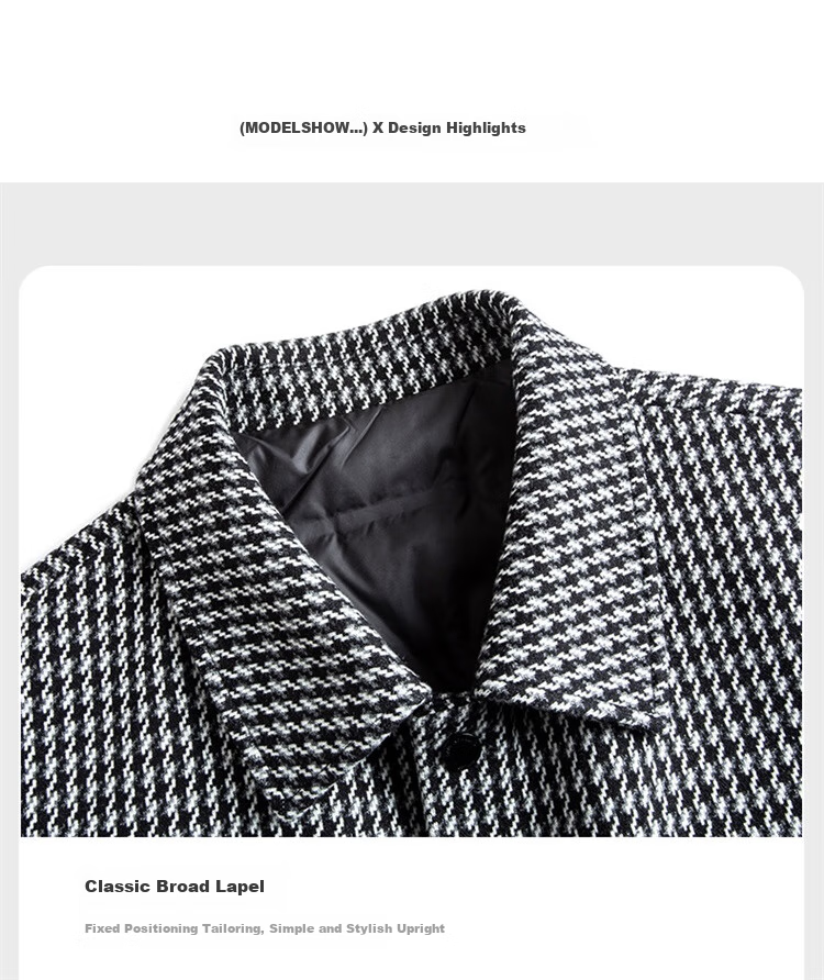 DANCING WOLVES [85% White Duck Down] Versatile Houndstooth Lapel Warm Men's down Jacket 003 Medium Gray S(165) 4