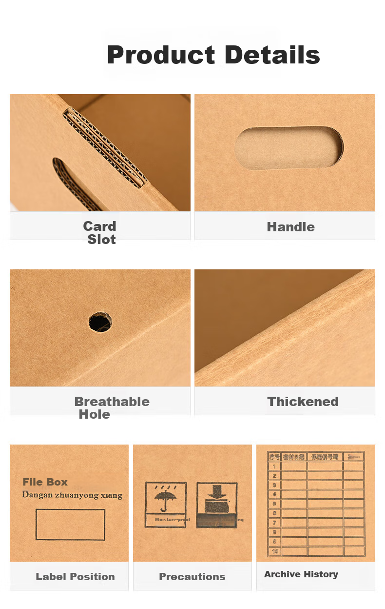 Taidang File Box, Document Storage Container, Archive Organizer, Bank Insurance Financial Real Estate, Kraft Paper Corrugated Cardboard File Storage Box, 400*345*250mm [5 Pieces] 6