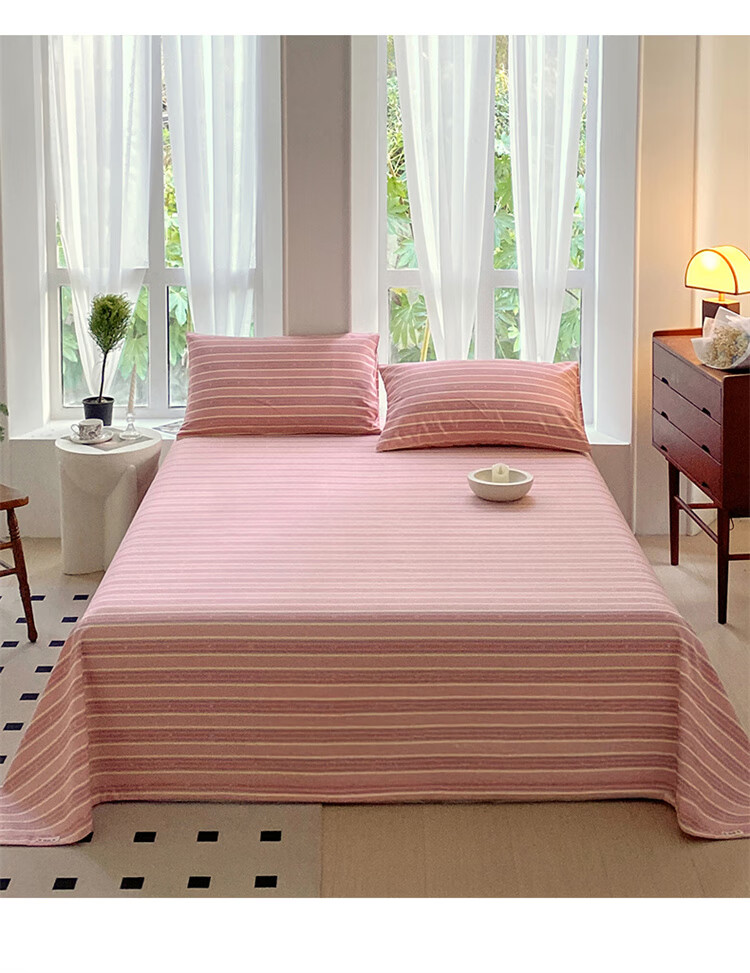 Wuyinliangpin Pure Cotton Coarse Linen Cool-Feeling Bed Sheet Single Piece, All-Cotton Double Bed Sheet Bedding, 230*245cm 7