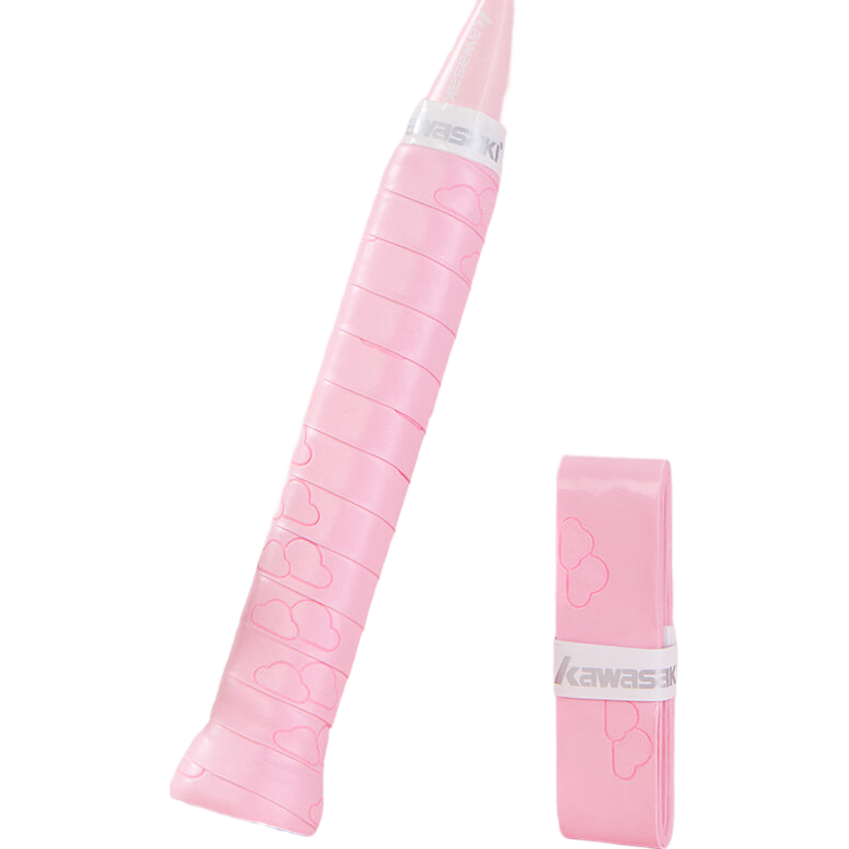KAWASAKI Badminton Grip Tape, Soft And Elastic, Sticky, Shock-Absorbing, Non-Slip, Sweat-Absorbing, Light Cloud Milk Rubber, Cherry Blossom Pink (10 Pieces)