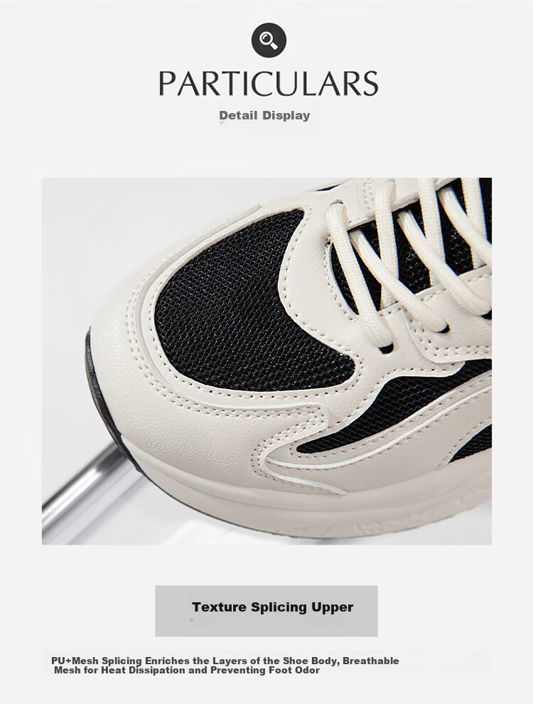 ZHR Casual Shoes for Women, Trendy Cool Lightweight Thick-Soled Sneakers, Comfortable Breathable Color-Block Women's Shoes CS58 White And Black Size 39 6