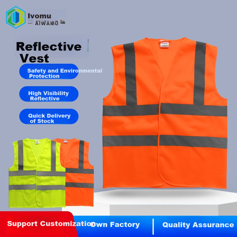 Aiwomu Outdoor Work Construction Site Reflective Vest, Building And Landscaping Construction Sanitation Traffic Printed Reflective Vest, Standard Style Fluorescent Orange XL