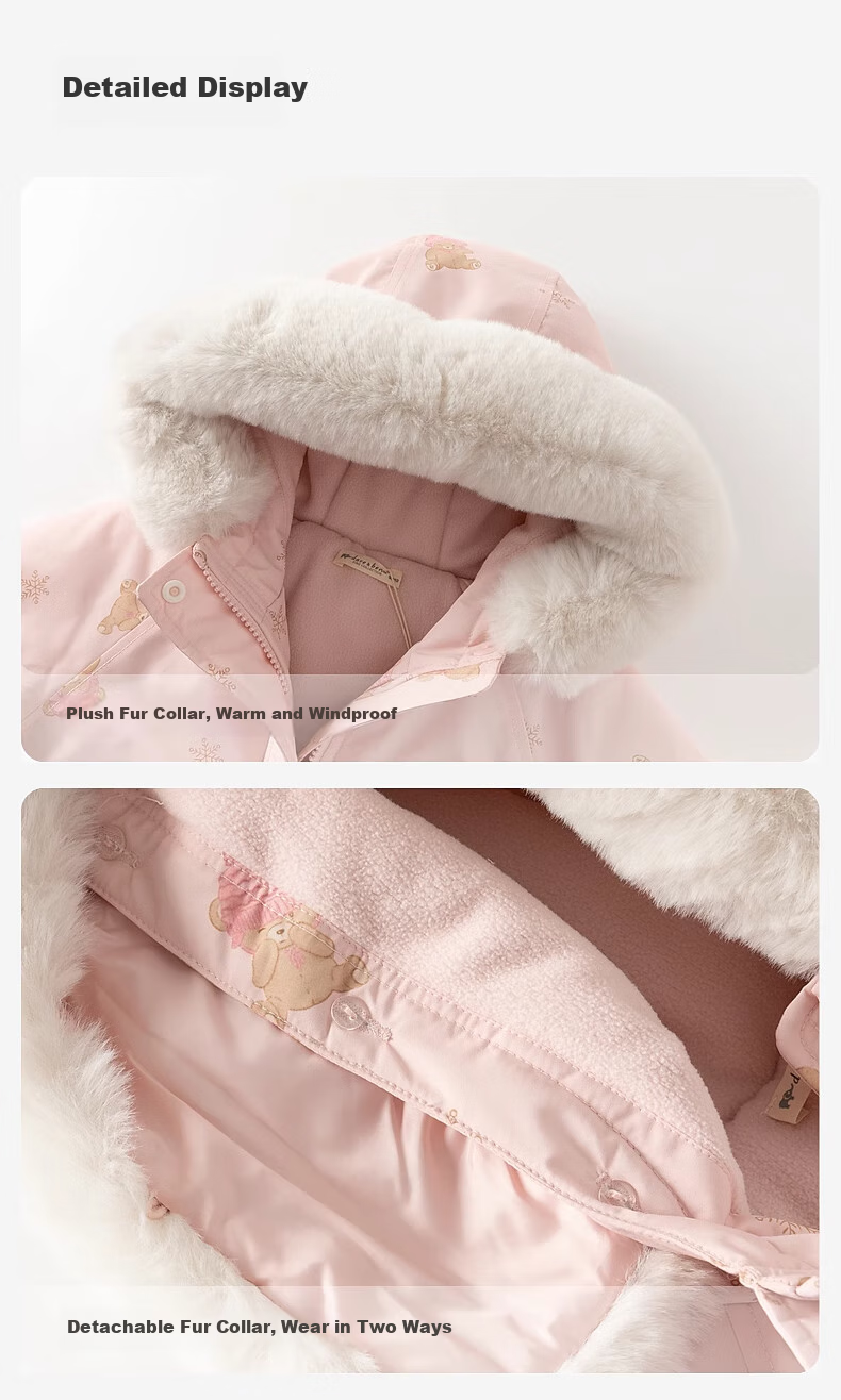 DAVE & BELLA Girls' Waterproof Thickened Cotton Padded Winter Jacket Kids Warm Coat Baby Cotton Coat 6
