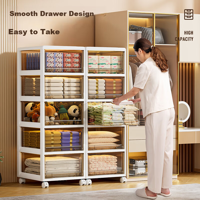 JEKO&JEKO Extra-Large Drawer Storage Cabinet, Five-Drawer Chest, Toy Storage Box, Bedside Table, Storage Cabinet, Organizer Cabinet, Four Layers
