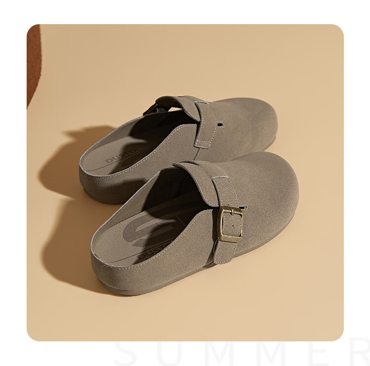 Dusto Birkenstock Women's Outdoor Slippers 2026 New Spring Casual Thick Sole Slip-On Closed-Toe Half Slippers 9