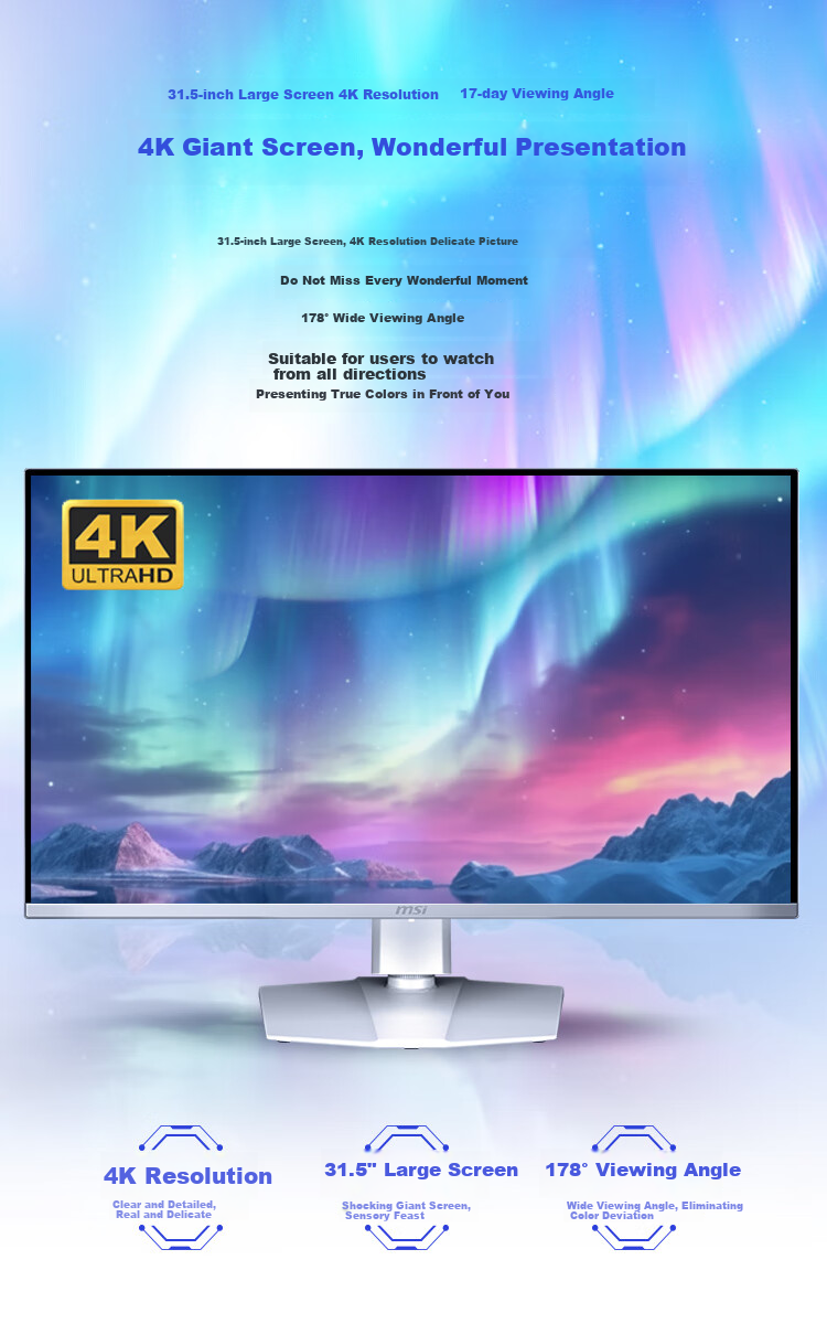 MSI Aurora MPG 321URXW QD-OLED 32-Inch 4K 240Hz Quantum Dot OLED 0.03ms Type-C 90W White Gaming Monitor 6