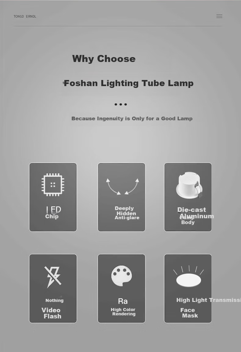 FSL Foshan Lighting LED Deep Anti-Glare Narrow-Frame Downlight, 2.5 Inch 6W High Color Rendering Ra90, Three-Stage Color Adjustment, Pressure-Cast Aluminum, Rouyue Series White Cup 2