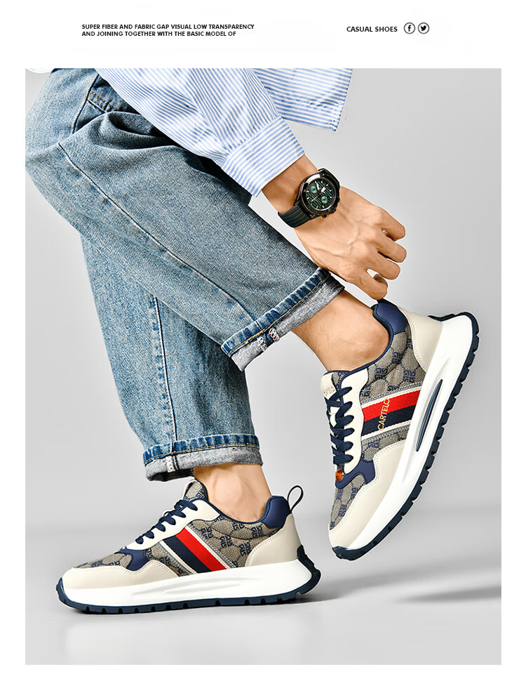 CARTELO Men's Casual Sports Sneakers, Autumn And Winter New Classic Retro Versatile Dirty Shoes, Outdoor Hiking Jogging New Style 20