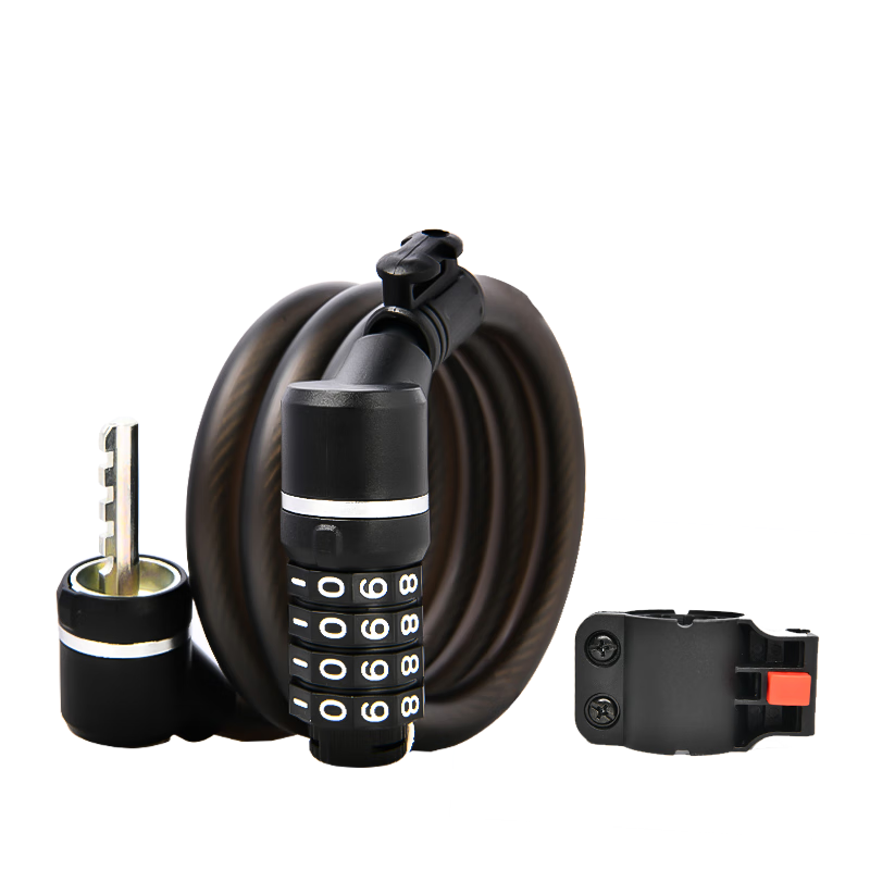 Deli Bicycle Lock 4-Digit Combination Lock [120cm with Frame Mount] Convenient Cut-Resistant Anti-Theft Road Mountain Bike Lock