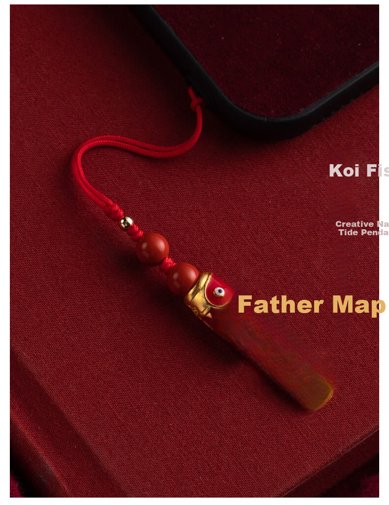 Yingkaida Phone Lanyard, Phone Strap Pendant, Apple Pro 2 Lanyard for Men And Women, Short Detachable Ring Buckle, USB Drive Keychain, Multifunctional Accessory, Ruyi Koi Fish Desig 6