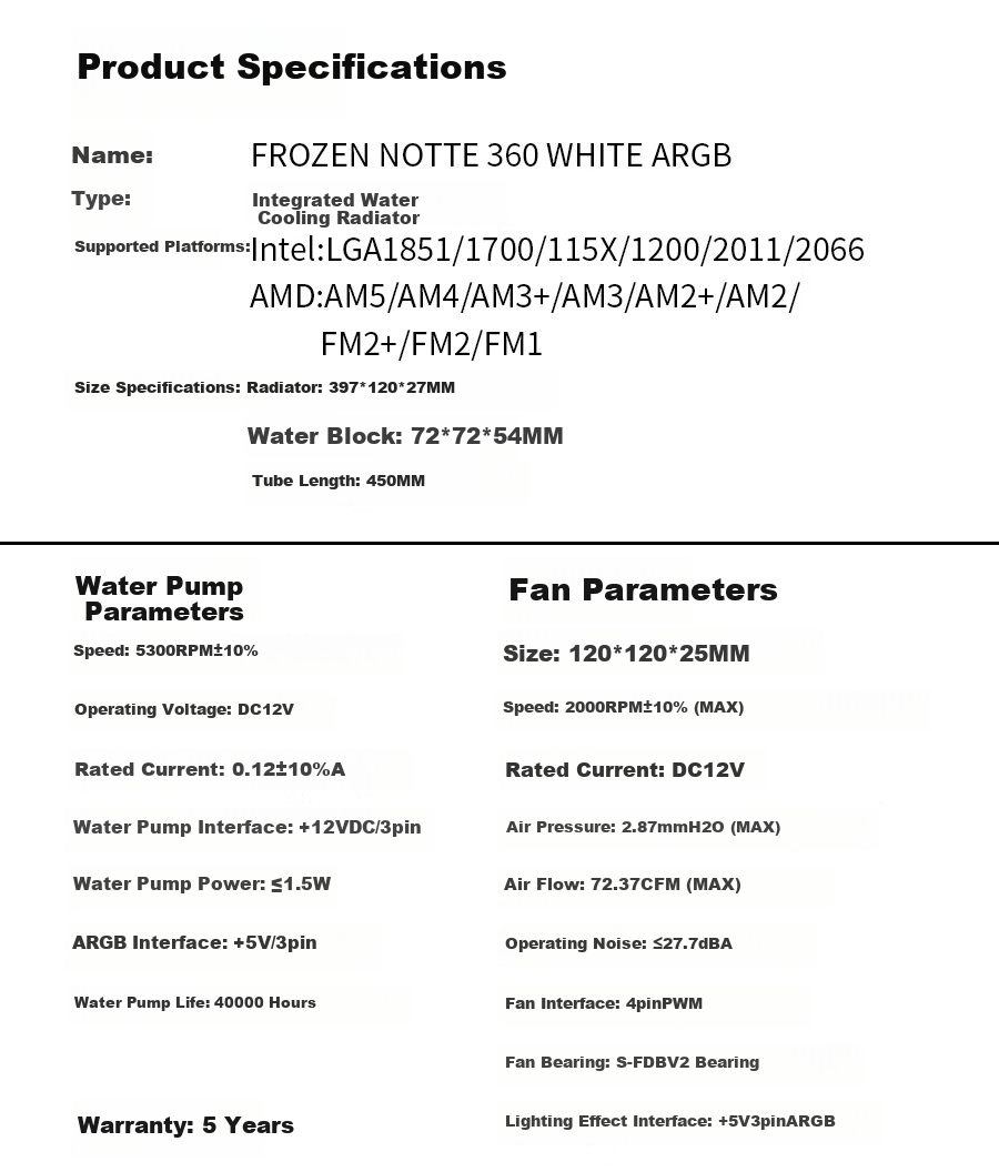 Thermalright Frozen Notte 360 WHITE ARGB V2 All-In Liquid Cooler FN360 WHITE ARGB V2 4