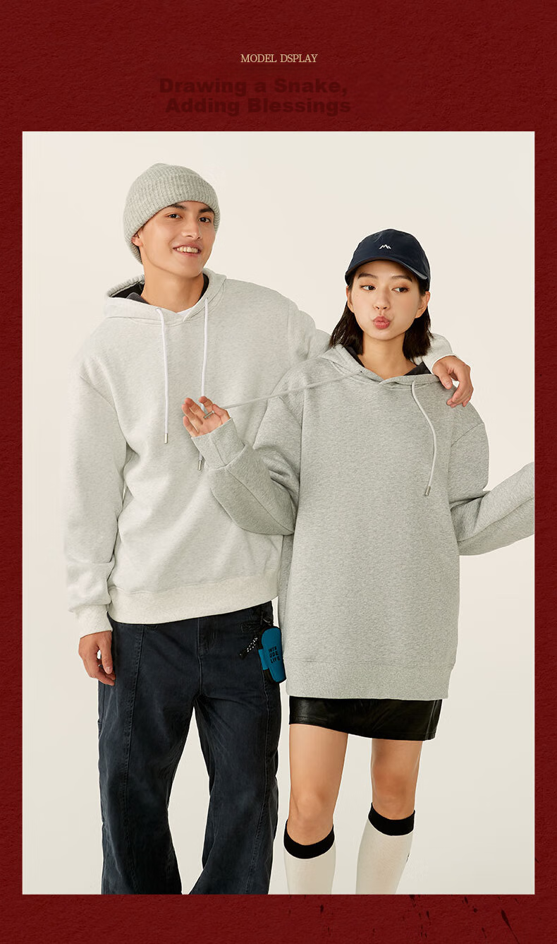 JEANSWEST LIFE Red Zodiac Year Hooded Sweatshirt for Men, Winter Fleece-Lined Thickened Boys' Clothing, Chinese Style Horse Year Jacket 11
