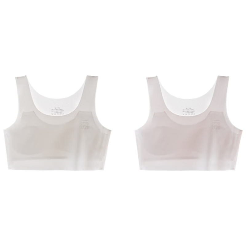 Meishianxuan Girls' Underwear, Puberty Anti-Nipple Show Thin Camisole, Mulberry Silk Lining, Elementary School Student Bra, Summer Seaso