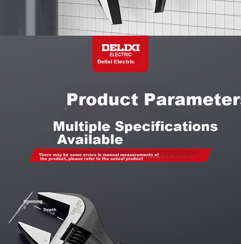 DELIXI ELECTRIC Adjustable Wrench, Multifunctional Plumbing Wrench, Wide-Mouth Adjustable Spanner, Pipe Wrench Dual-Use 12-Inch 13