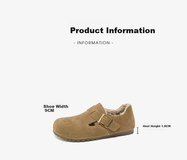 Westlink All-Wool Birkenstock-Style Women's Fleece-Lined Shoes, New Winter 2024 Soft-Soled Cotton Shoes, Warm Slip-On Fluffy Shoes, Brown, Size 37 2