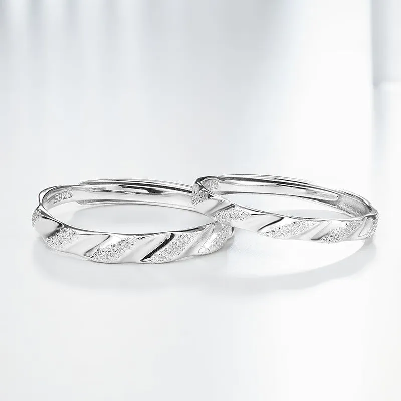 Fanci Romantic Couple Rings, One Pair Plain Frosted Versatile Birthday Confession Anniversary Gift for Boyfriend Girlfriend