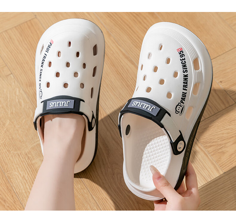 Paul Frank Perforated Shoes, Women's Summer Sandals, Home And Outdoor Wear, EVA Closed-Toe Beach Slippers for Men, 332 White, Women's Size 38-39 4