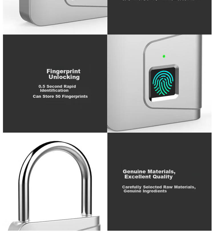Dipuer Fingerprint Smart Padlock for Home Indoor Security, Electronic Smart Lock for Main Door with Password Lock 13