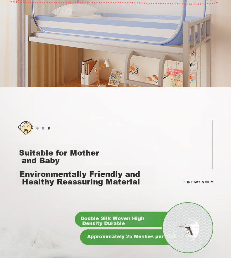 Lanwuxian Student Dormitory Mosquito Net, Mongolian Pack No-Installation Fall-Proof Mosquito Net, Suitable for Bunk Beds on Both Upper And Lower Levels, 0.9*1.9 Meters 5