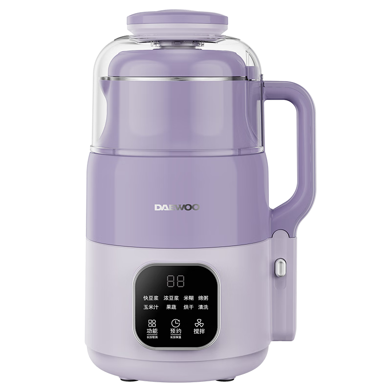 DAEWOO High-Speed Blender for Home Soy Milk Maker, Upgraded 316L Stainless Steel Small 2-3 Person Capacity, Detachable And Washable, Waterproof, Fully Automatic Low-Pressure No-Cook Food Processor SM10 Purple