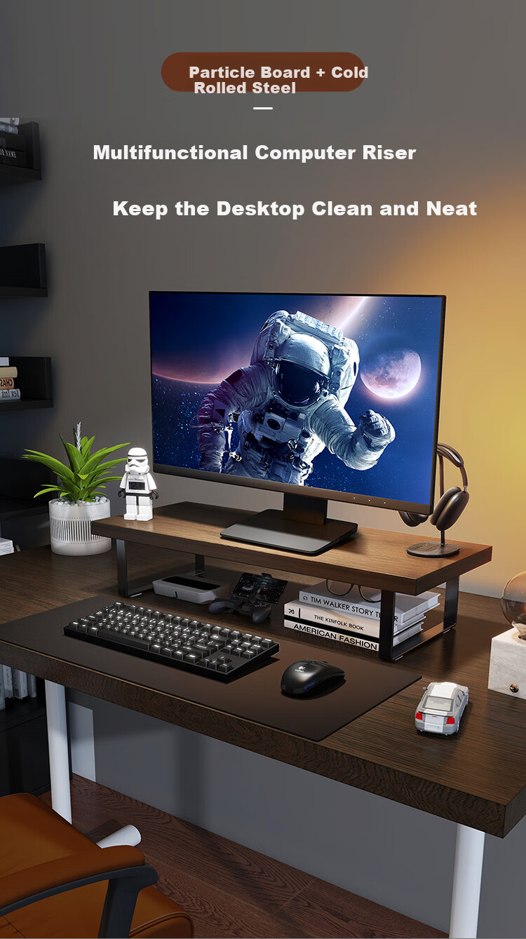 LUCKPRO Monitor Riser Stand, Computer Monitor Stand, Desktop Storage Rack, Laptop Monitor Riser Base, Keyboard Storage Organizer 1