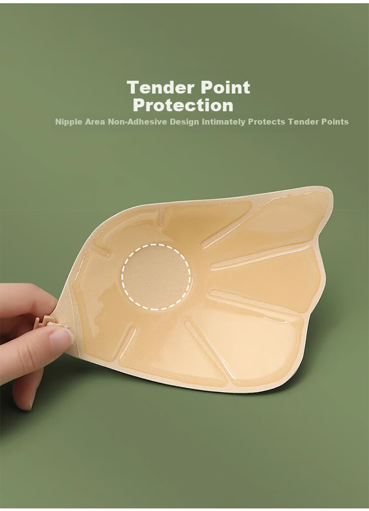 MiiOW Breast Pads for Women's Wedding Dresses, Push-Up Front Closure, Silicone Nipple Covers, Invisible Bra, Skin Color, Size A 8