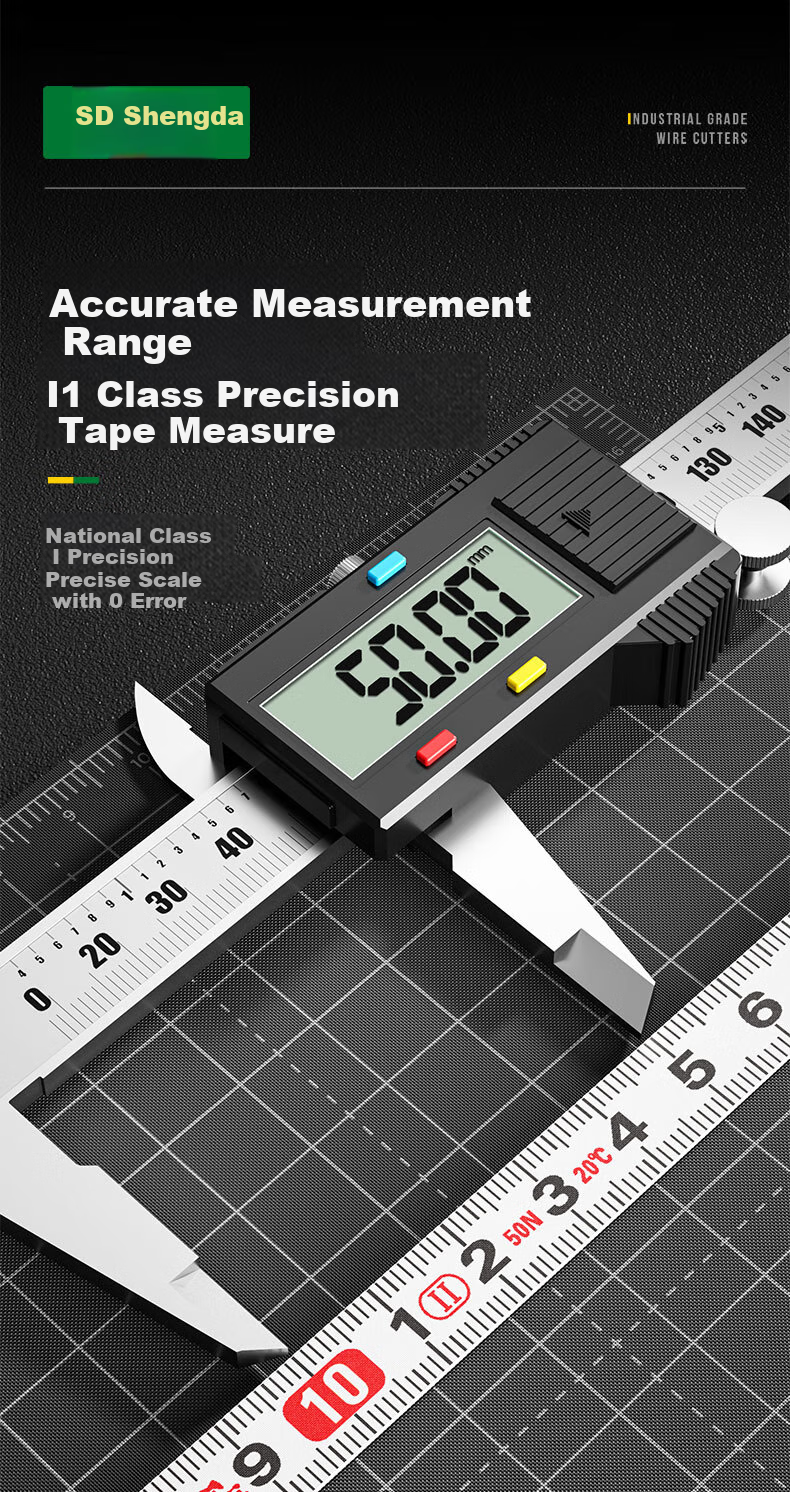 Shengda PVC Glass Fiber Tape Measure, 100 Meters Frame-Type PVC Glass Fiber Tape Measure, Reel-Type Measuring Tape, Leather Tape Measure for Engineering Measurement 2