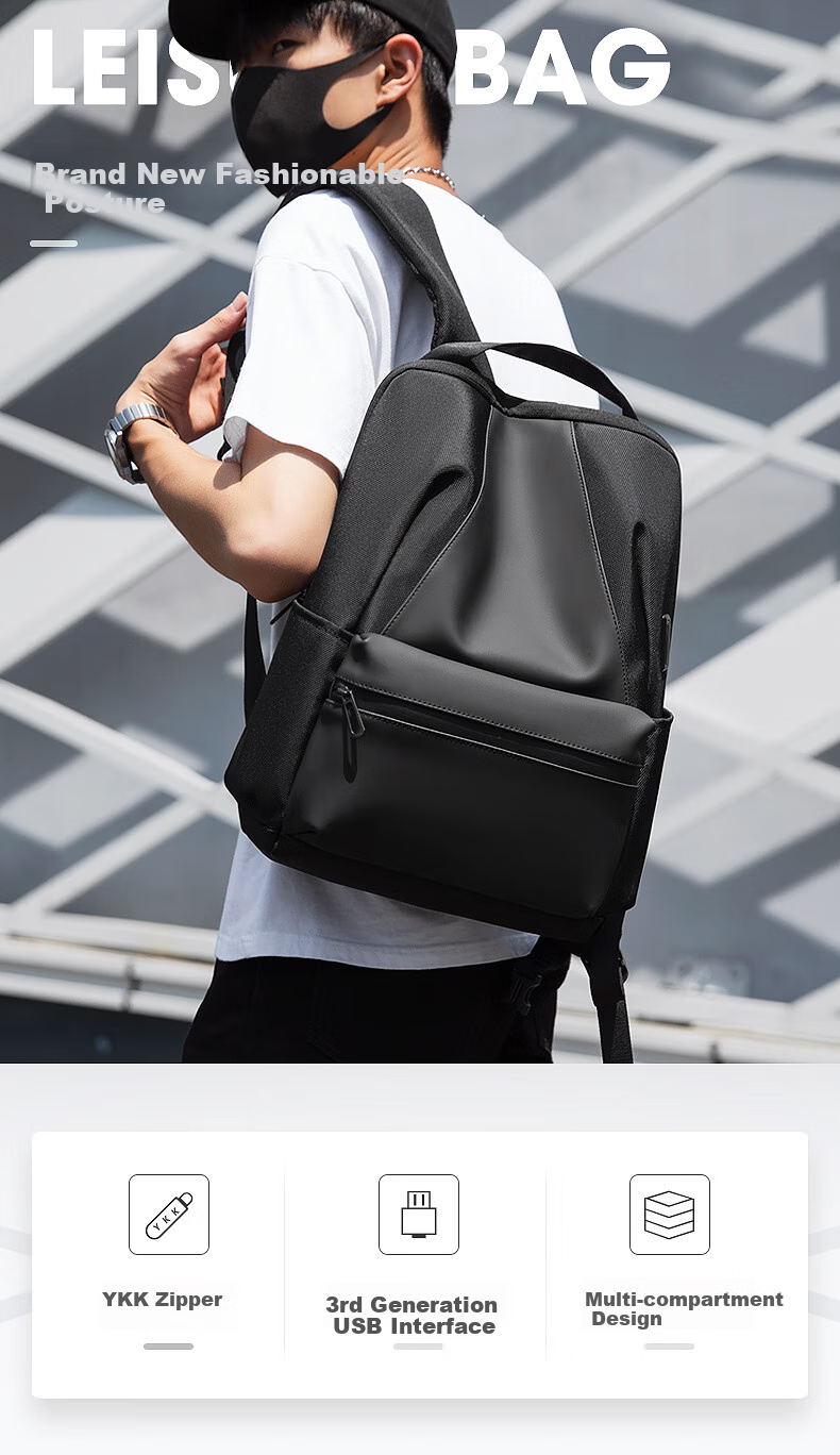 MARK RYDEN Trendy Backpack for Men And Women, Student Schoolbag, Casual Travel Bag, 14-Inch Laptop Bag MR9809 Elegant Black 1