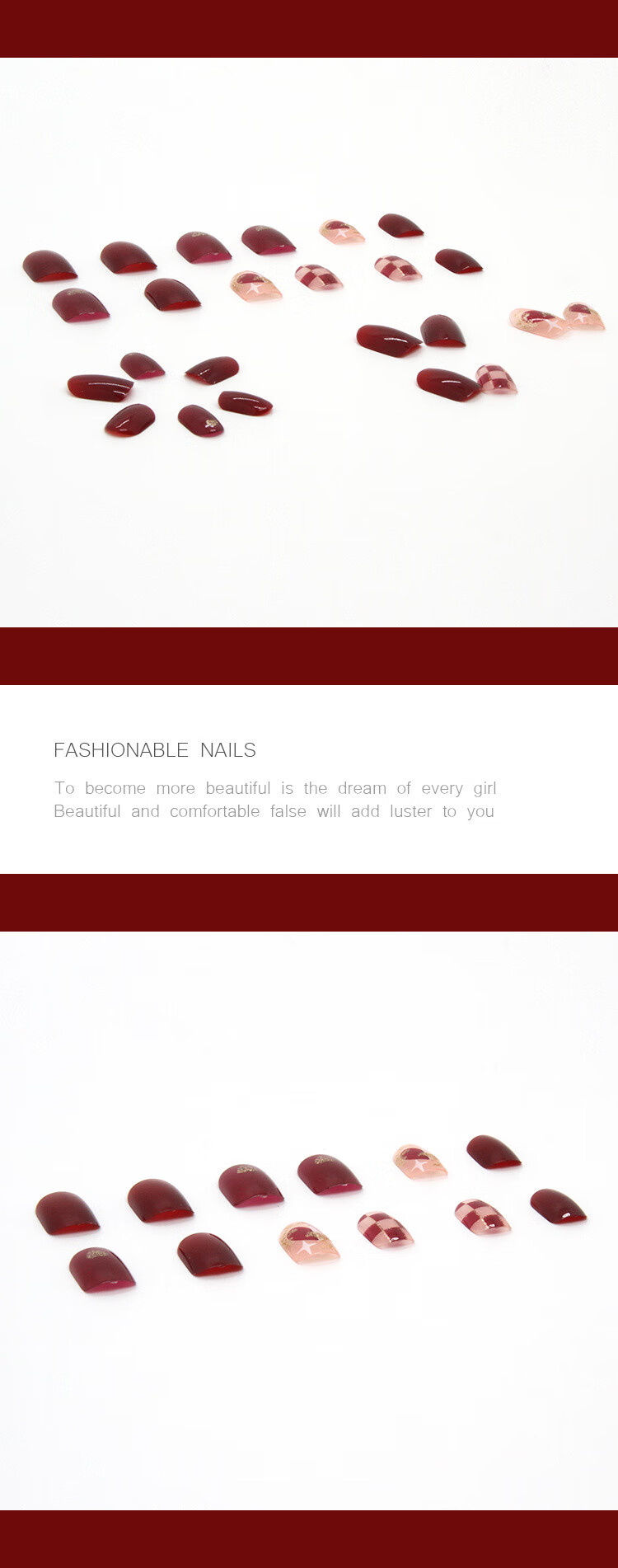 NHGAD Wearable Short Chinese Red New Year Handmade Nail Art White-Enhancing Removable Short Press-On Nails 2