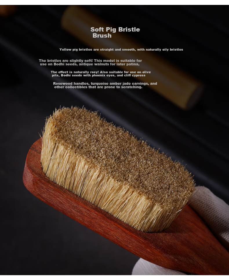 PINYU Antique Brush, Rosewood Handle, Durable, Authentic Black Pig Bristles, Multi-Bristle Nano Fine Brush, Walnut Brush, Vajra Bodhi Brush 9