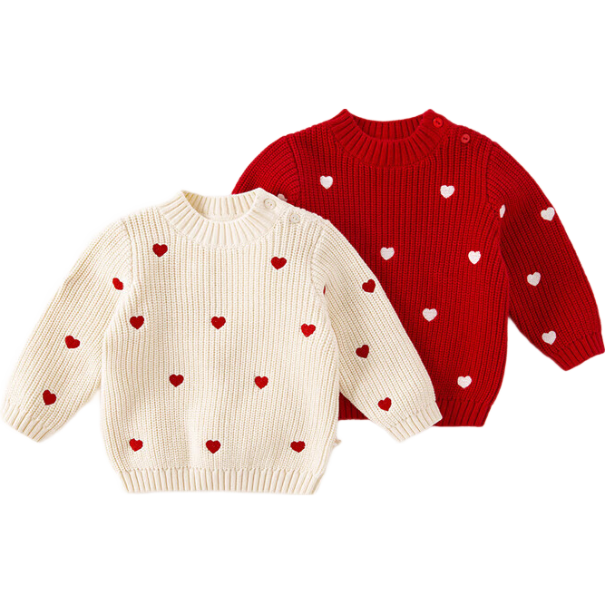 DAVE & BELLA Girls' Red Turtleneck Knit Sweater Autumn Winter Baby Stylish Pullover