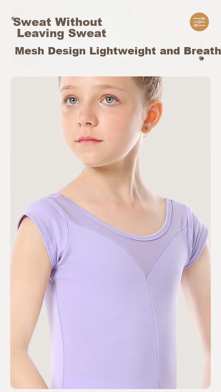 Zhiyouban Children's Dance Leotard, Girls' Ballet Short-Sleeve Practice Costume, Pink Art Exam Dance-Specific Gymnastics And Body-Shaping Outfit 3