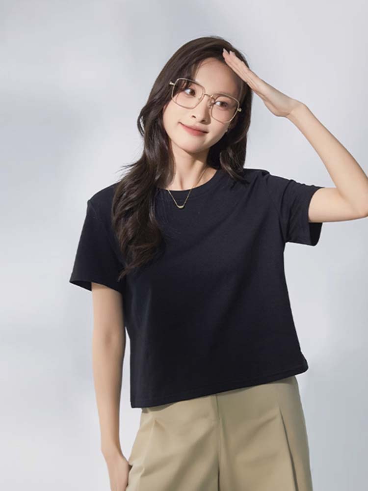 Baleno 100% Pure Cotton Short-Sleeve T-Shirt for Women, Loose-Fitting Short Style, Petite Casual Versatile Half-Sleeve Top for Summer 2026 4