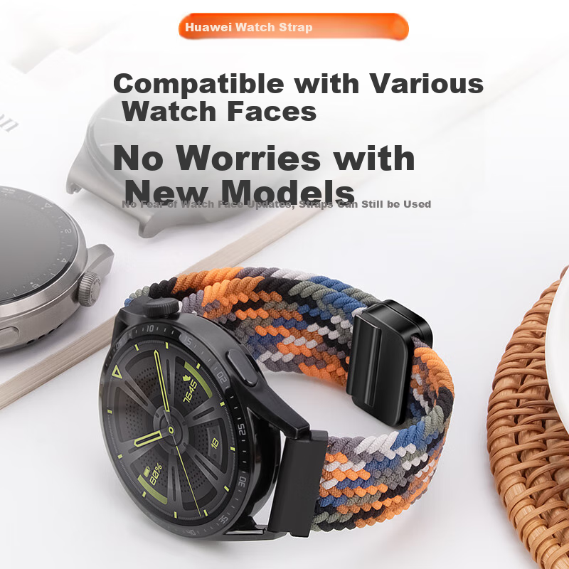 Ремешок Weiqiantu для умных часов Huawei GT6/GT5pro/watch4pro/GT5/GT4/3/2/watch3pro, нейлон, плетеный, магнитный, красный, 46/48 мм