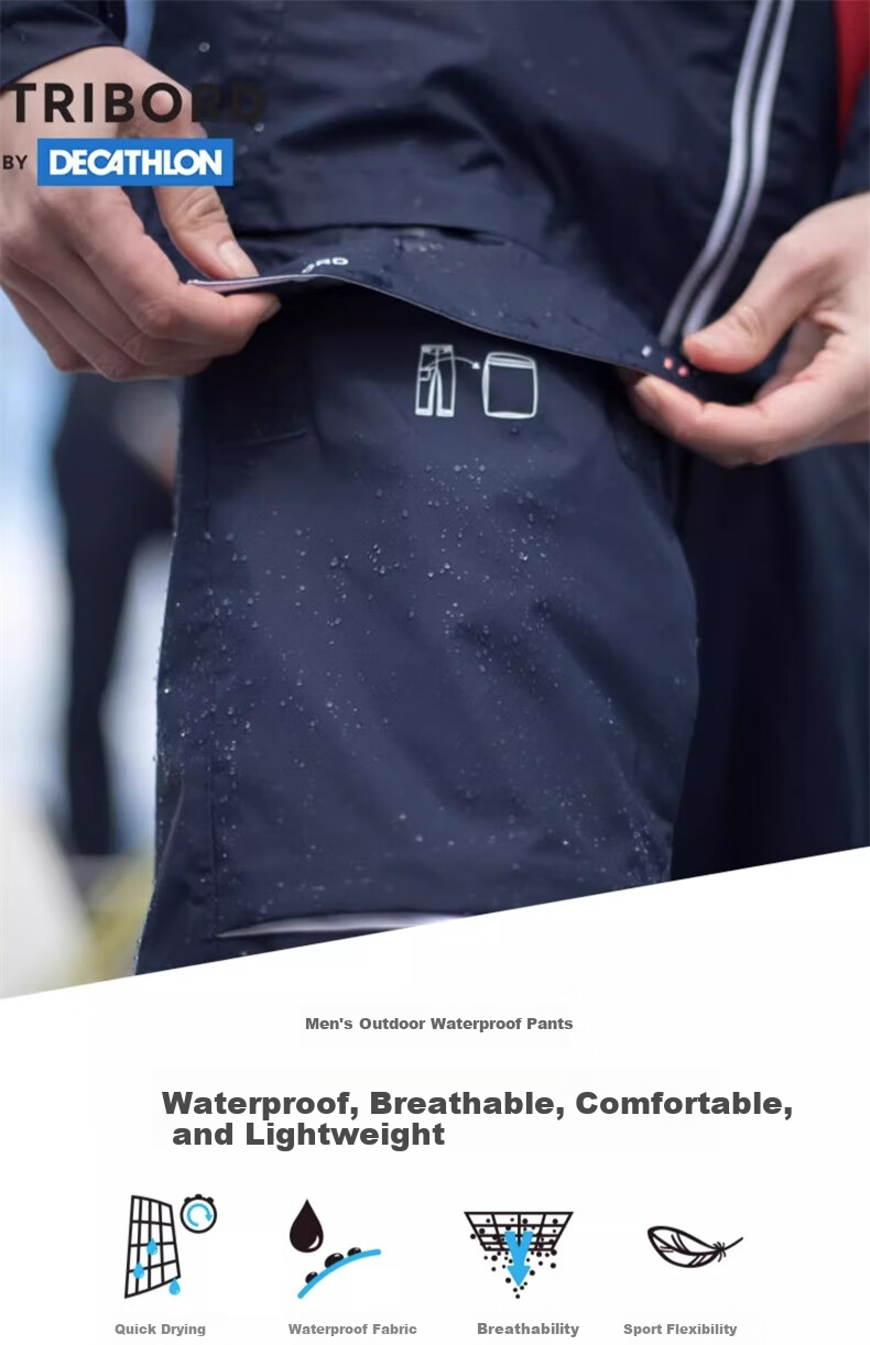DECATHLON Autumn And Winter Outdoor Windproof Loose-Fitting Pants, Sailboat Ink Blue Color, XL / W37 L32-4487738 1