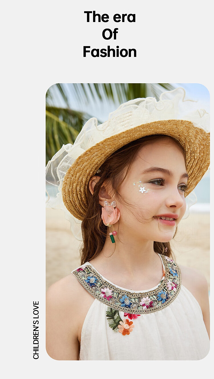 ASK JUNIOR Girls Summer Dress Lightweight Embroidered Sleeveless Dress Beach Vacation Children's Dress White 8