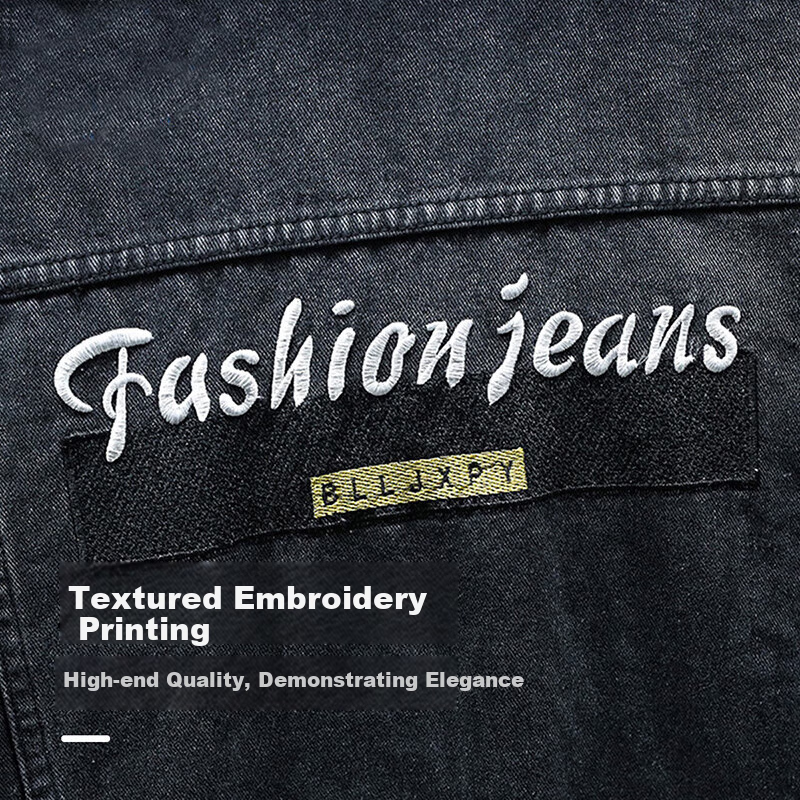 Джинсовая куртка Jeanswest мужская, весна 2026, комфортная, с мягкой вышивкой, модный уличный стиль, синяя, размер L
