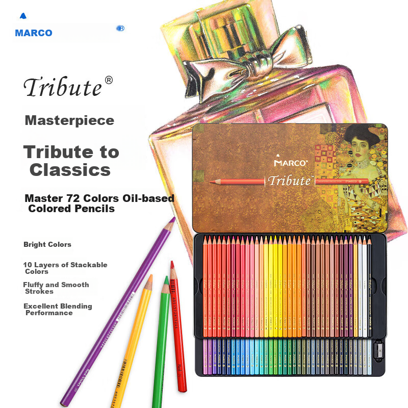 MARCO Master Oil-Based Colored Pencils Art Student Set for Boys And Girls, Students' Colorful Pencils Birthday Gift Master Premium [Oil-Based 72 Colors]