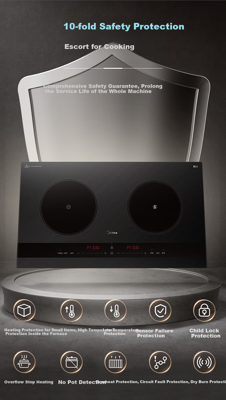 Midea Concave Induction Cooker, Dual Burner, 3500W High Power, Ceramic Cooktop, Built-In Electromagnetic Stove, Compatible with All Cookware, Timer Cooking, Constant Even Heat, Integrated Panel, Wear-Resistant And Easy to Clean, DZ35AT09P 12